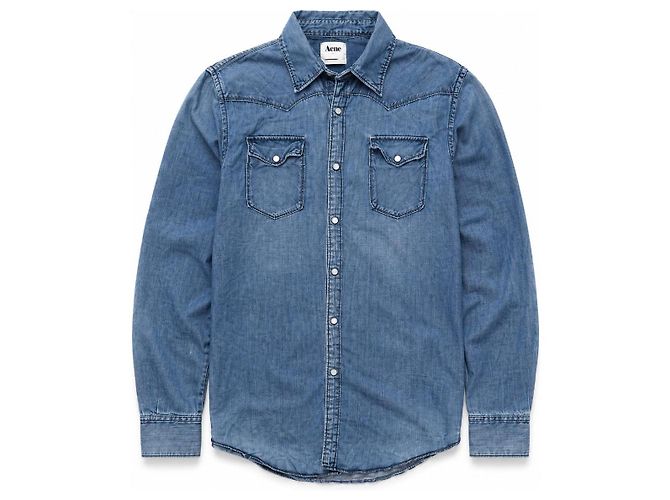 Acne Studios Camicia Western in Denim Blu