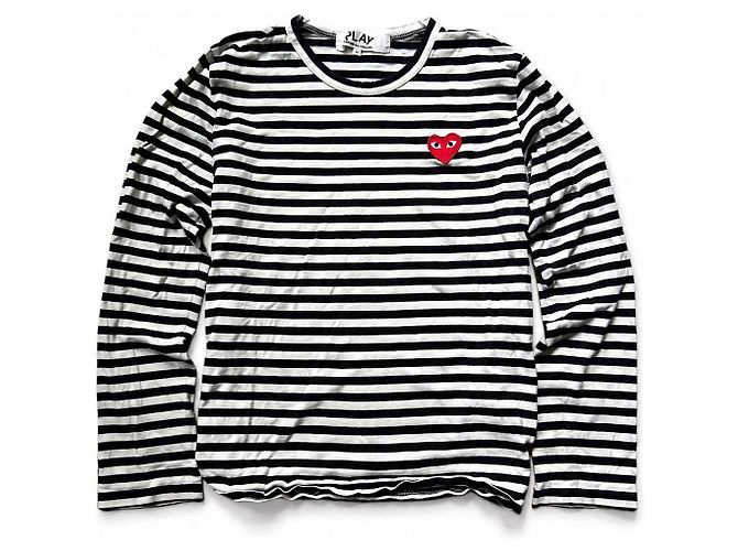 Autre Marque Comme des Garçons PLAY gestreiftes Langarmshirt Schwarz Weiß