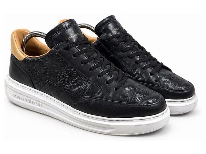 Louis Vuitton Monogram Leder Sneaker Schwarz Braun
