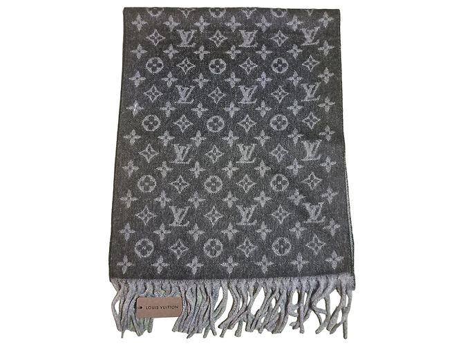 Bufanda Louis Vuitton Monogram de Lana y Cachemira - Gris
