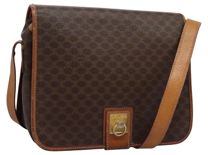Céline Celine Vintage Macadam Canvas and Leather Marron