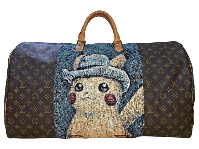 Louis Vuitton Keepall 60 Pikachu x Van Gogh Museum Custom Bag Marron Multicolore Monogramme