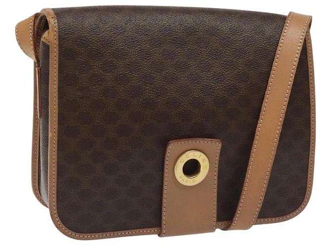 Céline Celine Vintage Macadam Canvas and Leather Marron