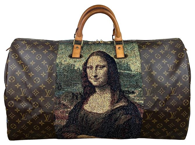 Bolso Louis Vuitton Keepall 60 Mona Lisa Custom Tapestry Castaño Multicolor
