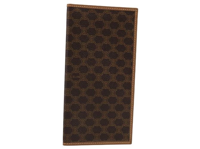 Céline Cartera de billetera CELINE Macadam Canvas PVC Cuero Marrón Auth am11691A Castaño