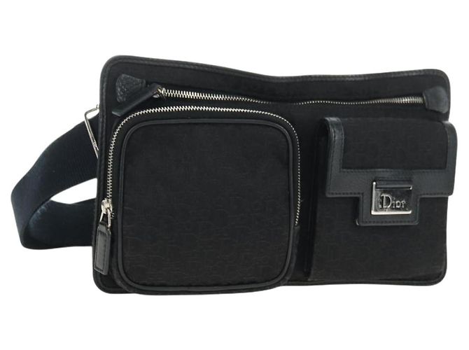 Borsa a tracolla Christian Dior Trotter Canvas Nera Argento yk20371SAV Nero
