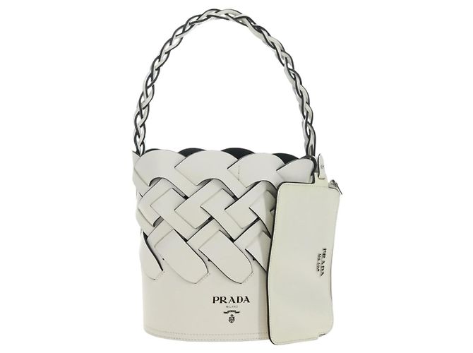 Borsa a Spalla PRADA in Pelle Bianca Auth 181616SM Bianco