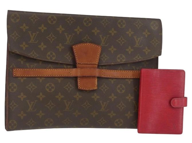 LOUIS VUITTON Monogram Epi Day Planner Cover Briefcase 2 Set Red LV Auth mr2456 Vermelho Monograma