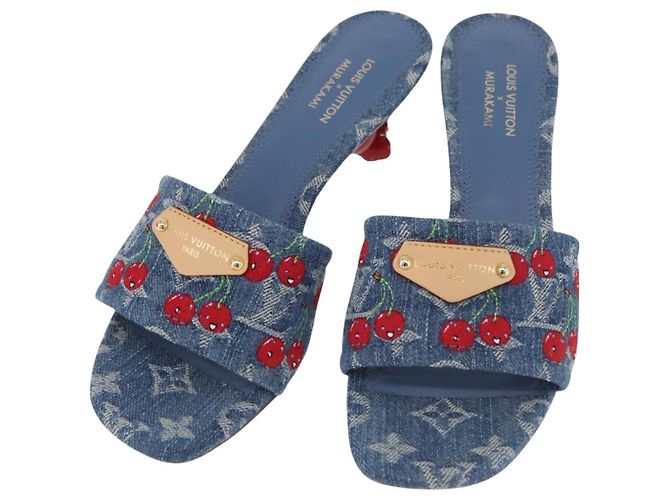 LOUIS VUITTON Monogram Denim LV x TM Lily Mule Blue 1AHLTF LV Auth 167371SAM Blau