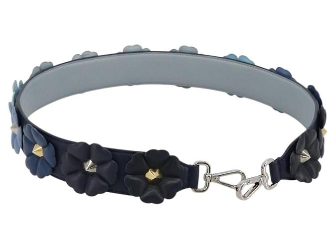 FENDI Shoulder Strap Leather 31.9"" Navy Auth 181881M Navy blue
