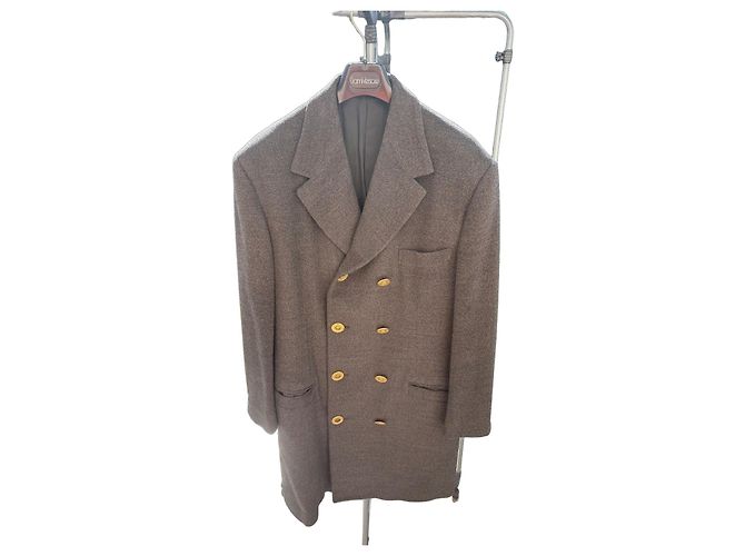 Gianni Versace Double-Breasted Grey Wool Coat