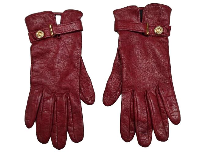 Versace Luvas de couro vermelhas Medusa Vermelho