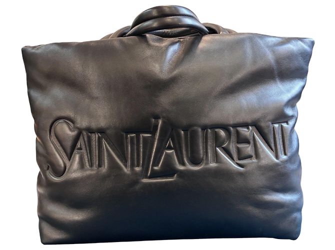 Sac cabas en cuir noir Saint Laurent
