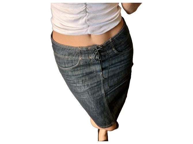 Gucci Midirock aus Denim Dunkelblau
