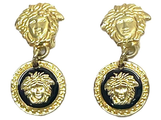Versace Boucles d'oreilles à clip Medusa Noir Doré