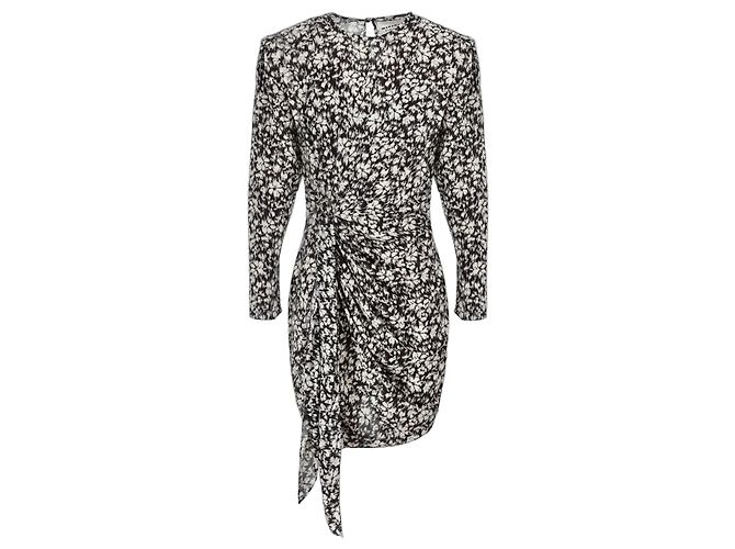 Isabel Marant Etoile Marant Étoile Dulce Kurzes Seidenkleid Schwarz-Weiß T36