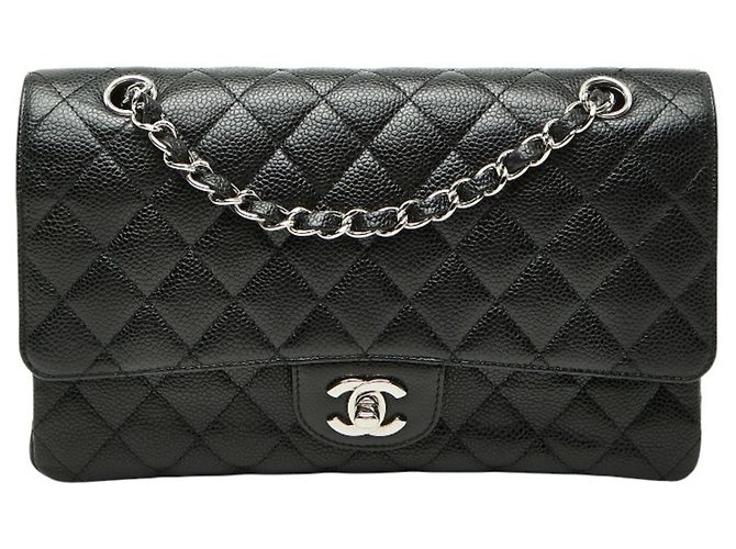 Borsa a Spalla Chanel Matelassé 25 Coco Mark Double Flap Chain Nero