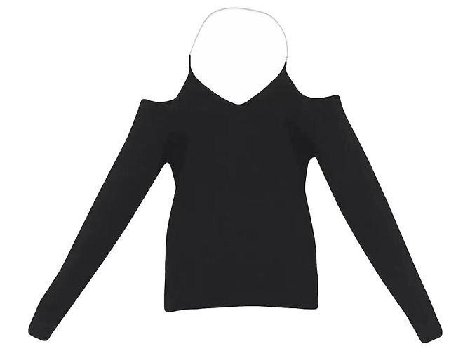 Maglione in lana merino nero con spalle scoperte Dries Van Noten