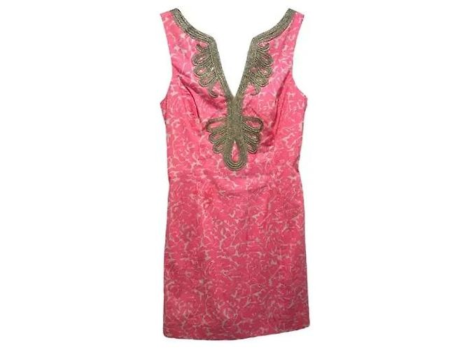 Autre Marque Vestido de verão rosa e branco