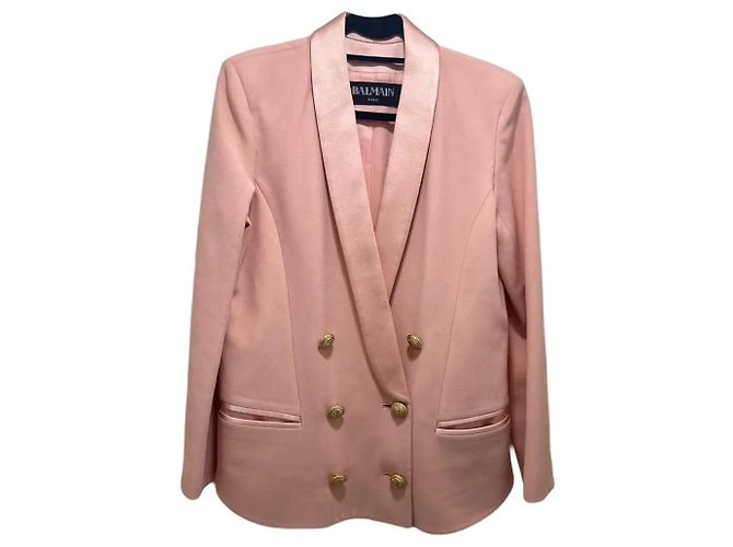 Blazer rose pâle Balmain à double boutonnage Pink