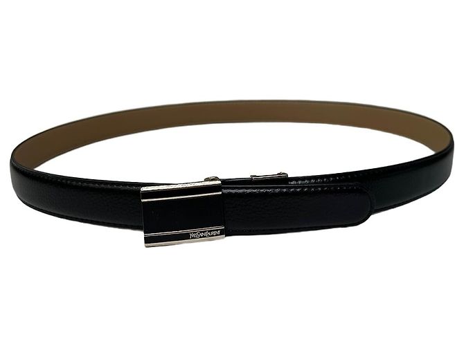 Yves Saint Laurent Vintage Saint Laurent Ledergürtel schwarz beige silber