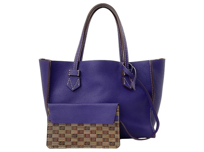 Tote Reversível Brégancon em Couro de Bezerro Roxo Moreau Paris