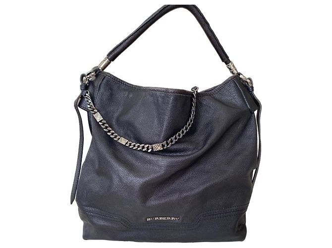 Burberry Handtasche aus schwarzem Leder mit Kette