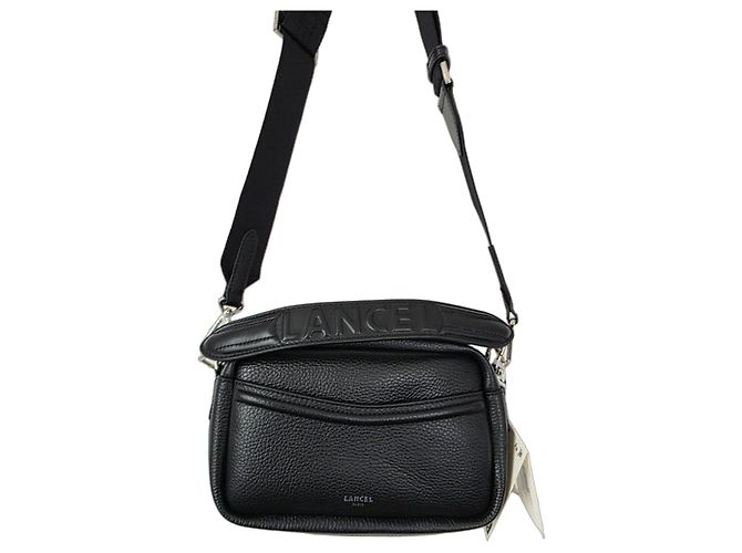 Black grained leather camera bag Lancel - new never worn