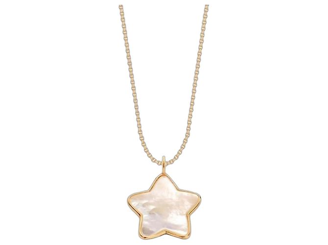 Autre Marque 14k Gold Halskette mit Sternanhänger aus Perlmutt Golden