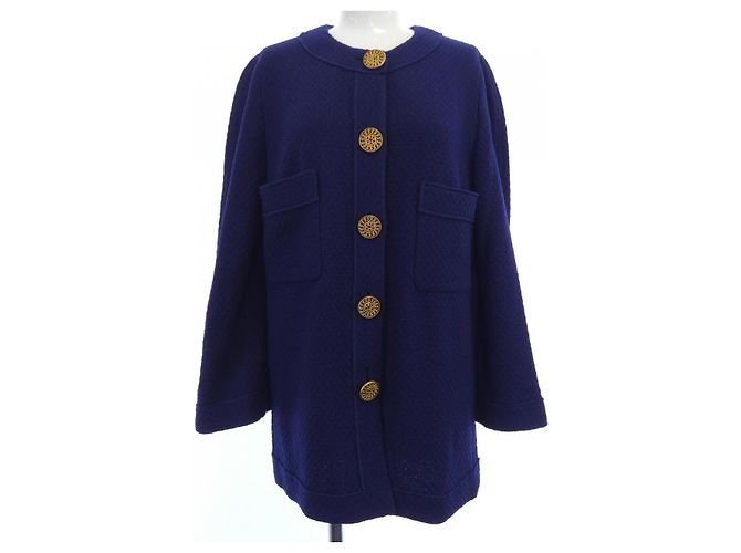 Chaqueta Chanel sin cuello Azul Azul marino