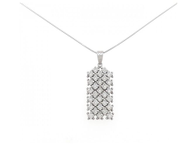 Autre Marque Platin-Diamant-Halskette PT900 PT850 Silber