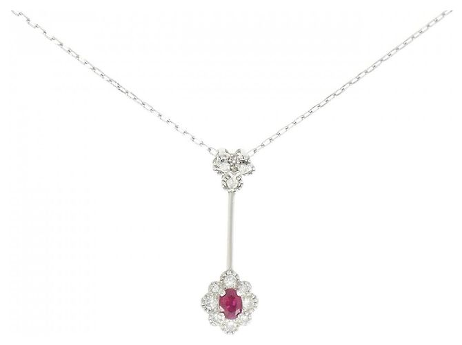 Autre Marque Rubin-Diamant-Halskette Pt900/Pt850 Rot