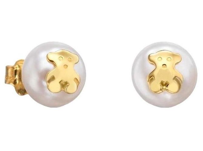 Autre Marque Pendientes TOUS Bear Pearl en oro 18k Blanco Dorado