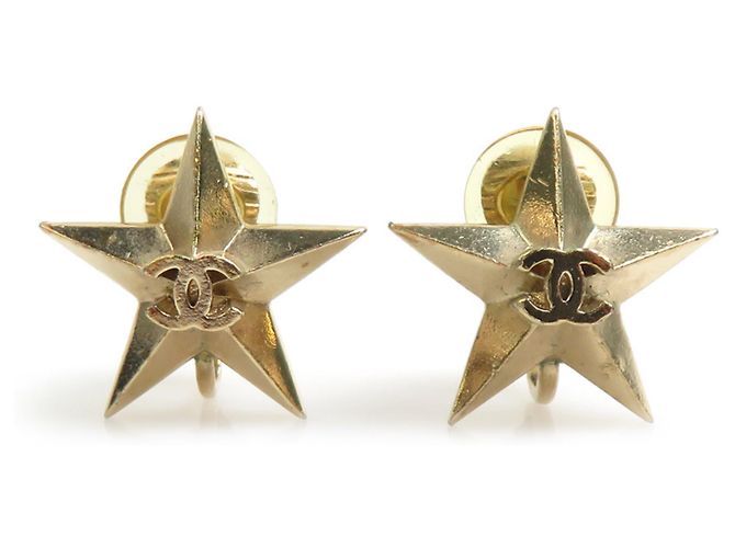 Chanel Gold Metal Stud Ohrringe Golden