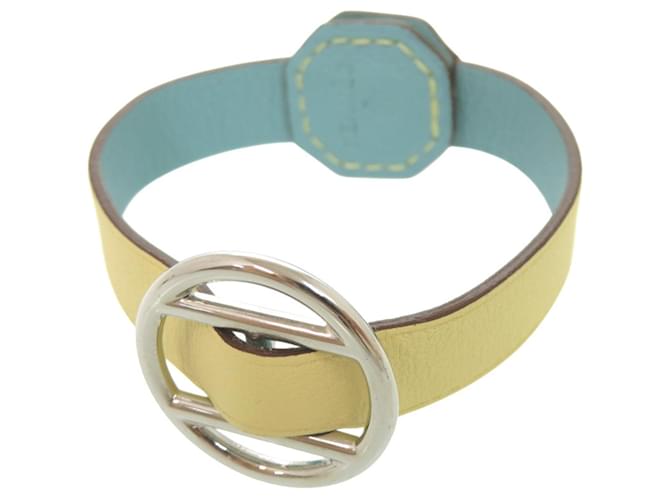 Hermès Pulseira Charm Petit H Hermes Amarelo Azul claro 