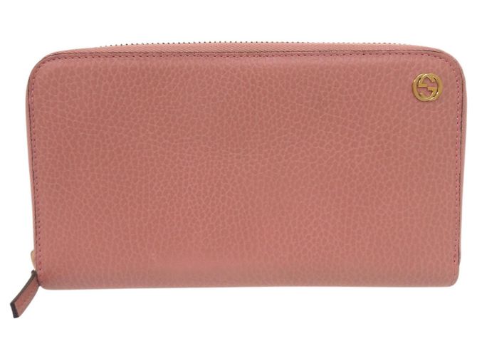Cartera larga de piel de becerro rosa Gucci