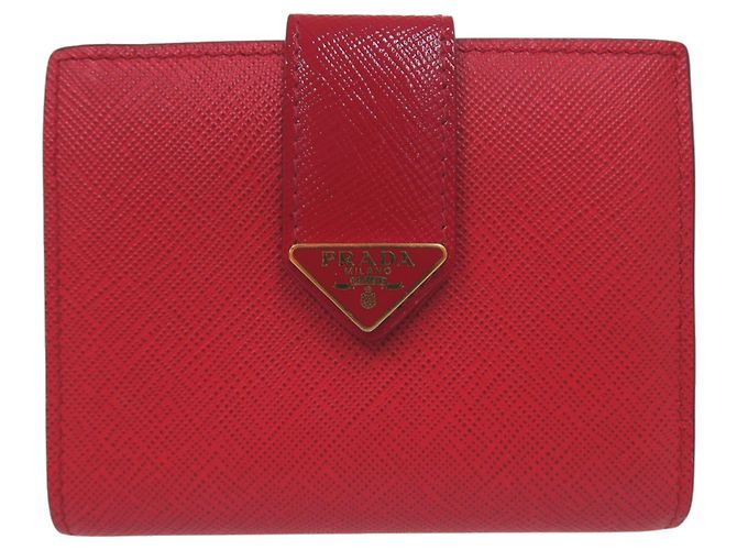 Prada Red Saffiano Leather Bi-fold Wallet