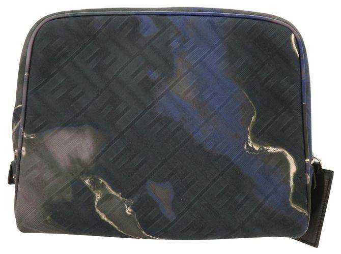 Fendi Zucca Pattern Shoulder Bag Black Navy blue