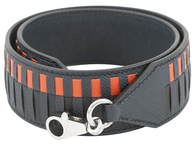 Alça de ombro em couro Epsom Hermès Preto Azul Laranja
