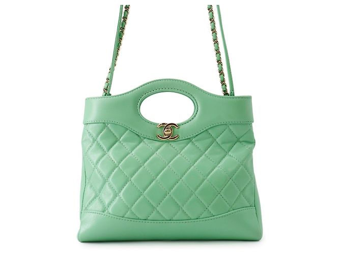 Bolsa de Alça Chanel Matelassé Small Chain Verde claro
