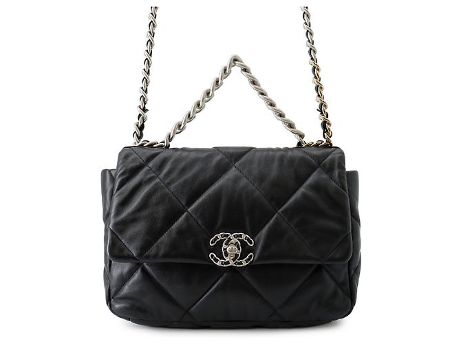 Borsa a Spalla con Catena Chanel 19 Large Nero
