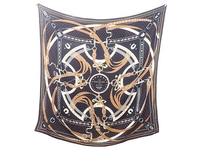 Silk In Hermès Lenço Hermes Carre 140 Marrom Preto