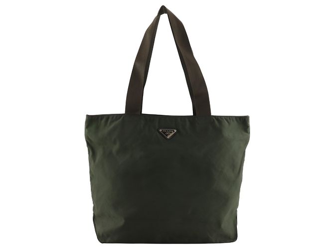 Prada Khaki Nylon Tote Bag