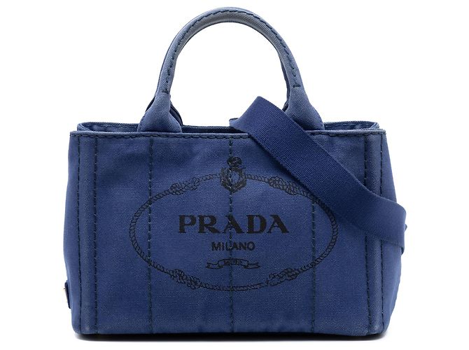 Sac à main Prada Blue Small Canvas Canapa Logo Bleu Bleu foncé