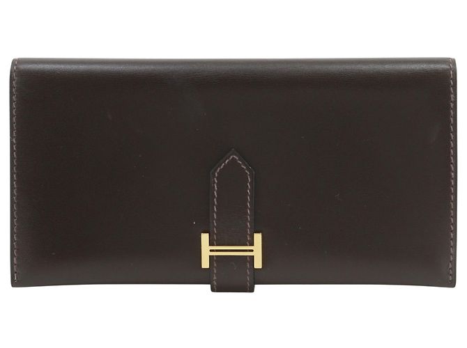 Cartera larga Hermès Bearn Castaño