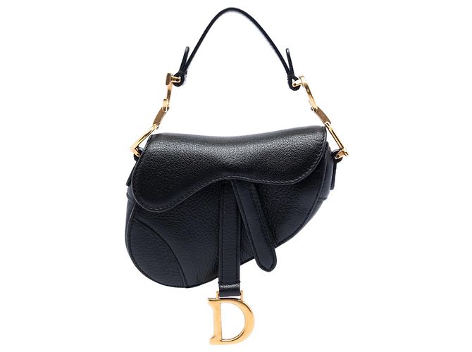 Borsa Saddle in micro pelle di capra nera Dior Nero