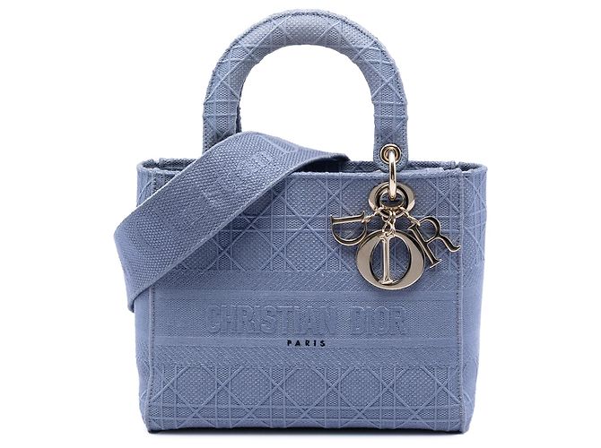 Dior Blue Medium Canvas Cannage Lady D Lite Blau Hellblau