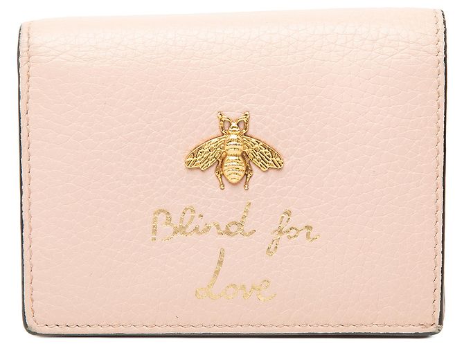 Cartera compacta Gucci de piel de becerro rosa Blind for Love