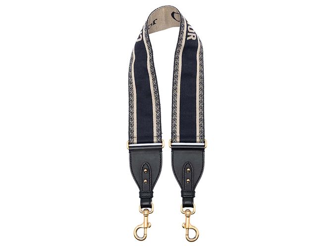 Dior Blue Embroidered Canvas Bag Strap Navy blue