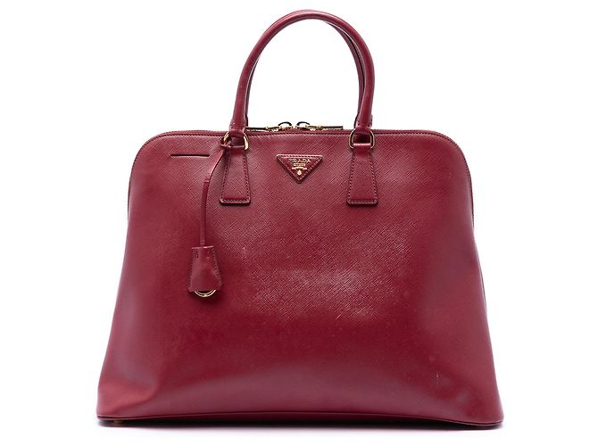 Bolso Prada Red Extra Large Saffiano Lux Promenade Roja Burdeos
